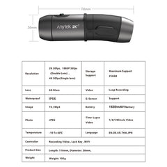 ANYTEK S50 2K Dual Lens WiFi Action Camera Waterproof Motorcycle Helmet Video Recorder - TechGearPal