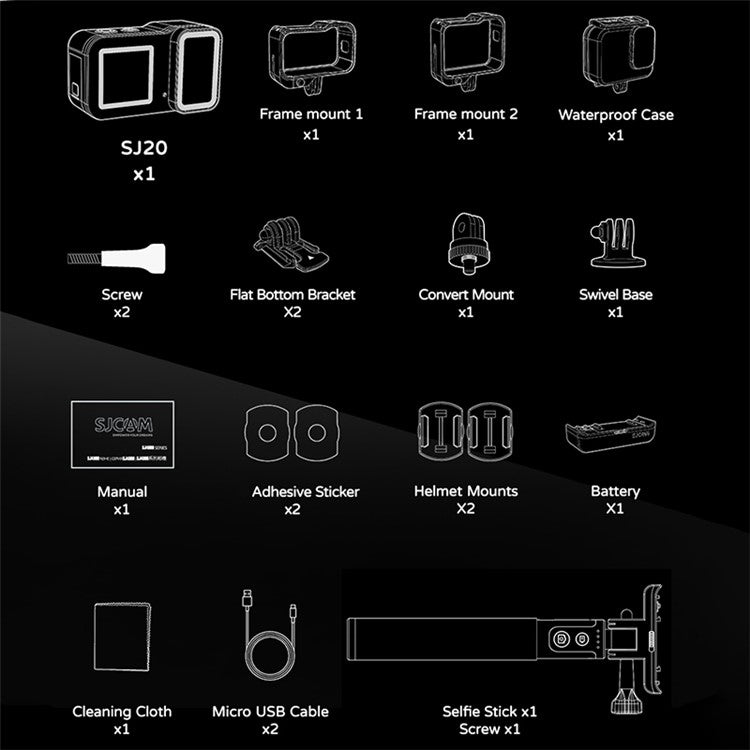SJCAM SJ20 Dual Lens Dual Screen 4K 30FPS Action Camera Waterproof Sports Camera - TechGearPal