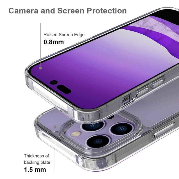 For iPhone 14 Pro 6.1 inch Shockproof Case Ultra Clear Phone Case Transparent Hard Acrylic Back + Soft TPU Cover - TechGearPal