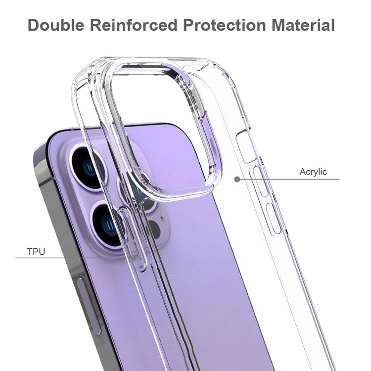 For iPhone 14 Pro 6.1 inch Shockproof Case Ultra Clear Phone Case Transparent Hard Acrylic Back + Soft TPU Cover - TechGearPal