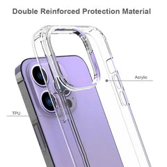 For iPhone 14 Pro 6.1 inch Shockproof Case Ultra Clear Phone Case Transparent Hard Acrylic Back + Soft TPU Cover - TechGearPal