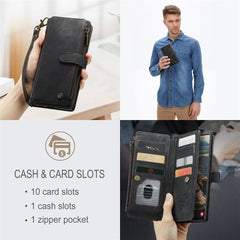 For Samsung Galaxy S22 Ultra 5G Phone Cases with Strap CASEME C30 Zipper Multiple Card Holder PU Leather Cover
