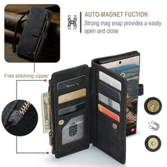 For Samsung Galaxy S22 Ultra 5G Phone Cases with Strap CASEME C30 Zipper Multiple Card Holder PU Leather Cover