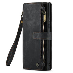 For Samsung Galaxy S22 Ultra 5G Phone Cases with Strap CASEME C30 Zipper Multiple Card Holder PU Leather Cover