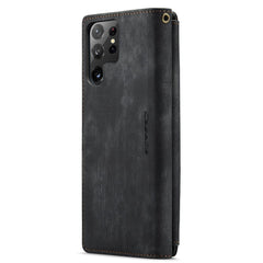 For Samsung Galaxy S22 Ultra 5G Phone Cases with Strap CASEME C30 Zipper Multiple Card Holder PU Leather Cover