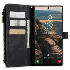 For Samsung Galaxy S22 Ultra 5G Phone Cases with Strap CASEME C30 Zipper Multiple Card Holder PU Leather Cover