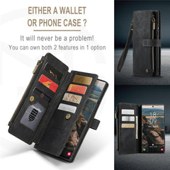 For Samsung Galaxy S22 Ultra 5G Phone Cases with Strap CASEME C30 Zipper Multiple Card Holder PU Leather Cover