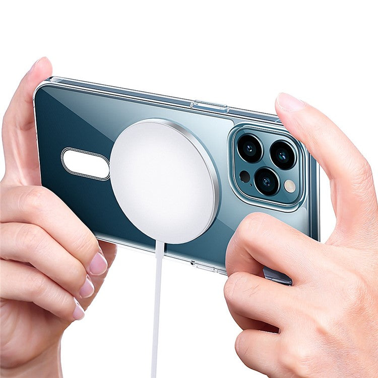 For iPhone 14 Pro 6.1 inch Compatible with MagSafe Clear Phone Case Wear-resistant Acrylic + TPU Hybrid Cover with Magnetic Charging Function - TechGearPal