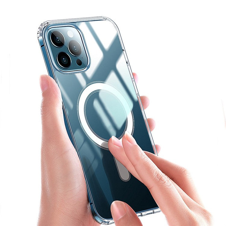 For iPhone 14 Pro 6.1 inch Compatible with MagSafe Clear Phone Case Wear-resistant Acrylic + TPU Hybrid Cover with Magnetic Charging Function - TechGearPal