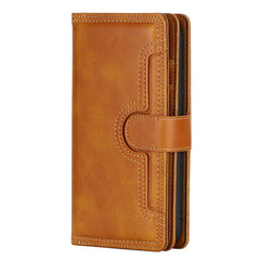 For iPhone 14 6.1 inch Wallet Flip Phone Cover Split Leather Multiple Card Slots Magnetic Closure Stand Cover with Hand Stra - TechGearPal