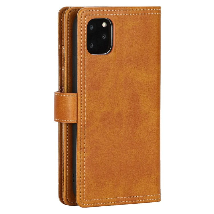 For iPhone 14 6.1 inch Wallet Flip Phone Cover Split Leather Multiple Card Slots Magnetic Closure Stand Cover with Hand Stra - TechGearPal