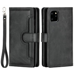 For iPhone 14 6.1 inch Wallet Flip Phone Cover Split Leather Multiple Card Slots Magnetic Closure Stand Cover with Hand Stra - TechGearPal