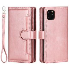For iPhone 14 6.1 inch Wallet Flip Phone Cover Split Leather Multiple Card Slots Magnetic Closure Stand Cover with Hand Stra - TechGearPal