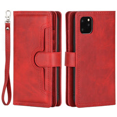 For iPhone 14 6.1 inch Wallet Flip Phone Cover Split Leather Multiple Card Slots Magnetic Closure Stand Cover with Hand Stra - TechGearPal