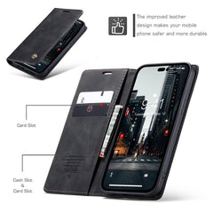 CASEME 013 Series for iPhone 14 Pro 6.1 inch Anti-fall PU Leather Wallet Case Magnetic Auto-absorbed Stand Anti-scratch Phone Cover - TechGearPal