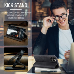 CASEME 013 Series for iPhone 14 Pro 6.1 inch Anti-fall PU Leather Wallet Case Magnetic Auto-absorbed Stand Anti-scratch Phone Cover - TechGearPal