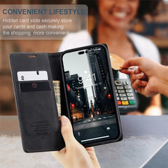 CASEME 013 Series for iPhone 14 Pro 6.1 inch Anti-fall PU Leather Wallet Case Magnetic Auto-absorbed Stand Anti-scratch Phone Cover - TechGearPal