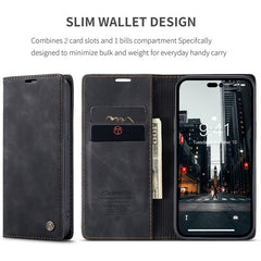 CASEME 013 Series for iPhone 14 Pro 6.1 inch Anti-fall PU Leather Wallet Case Magnetic Auto-absorbed Stand Anti-scratch Phone Cover - TechGearPal