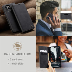CASEME 013 Series for iPhone 14 Pro 6.1 inch Anti-fall PU Leather Wallet Case Magnetic Auto-absorbed Stand Anti-scratch Phone Cover - TechGearPal