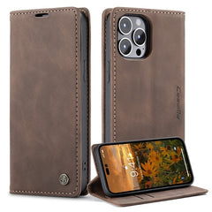 CASEME 013 Series for iPhone 14 Pro 6.1 inch Anti-fall PU Leather Wallet Case Magnetic Auto-absorbed Stand Anti-scratch Phone Cover - TechGearPal