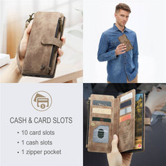 For Samsung Galaxy S22 Ultra 5G Phone Cases with Strap CASEME C30 Zipper Multiple Card Holder PU Leather Cover