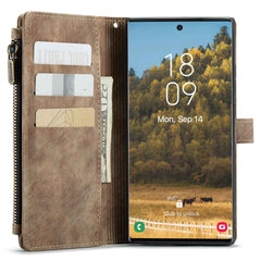 For Samsung Galaxy S22 Ultra 5G Phone Cases with Strap CASEME C30 Zipper Multiple Card Holder PU Leather Cover