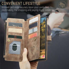 For Samsung Galaxy S22 Ultra 5G Phone Cases with Strap CASEME C30 Zipper Multiple Card Holder PU Leather Cover