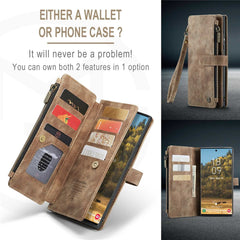 For Samsung Galaxy S22 Ultra 5G Phone Cases with Strap CASEME C30 Zipper Multiple Card Holder PU Leather Cover