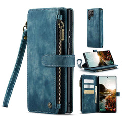 For Samsung Galaxy S22 Ultra 5G Phone Cases with Strap CASEME C30 Zipper Multiple Card Holder PU Leather Cover