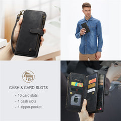 Für Samsung Galaxy S22+ 5G-Telefonhüllen mit Riemen CASEME C30 Reißverschluss Mehrere Kartenhalter PU-Lederabdeckung 