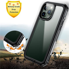 For iPhone 14 Pro 6.1 inch Transparent IP68 Waterproof Phone Case Anti-shock Neoprene Coated Mobile Phone Cover - TechGearPal