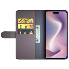 For iPhone 16 Case Genuine Split Leather Phone Cover with Wallet Stand
