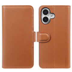 For iPhone 16 Case Genuine Split Leather Phone Cover with Wallet Stand