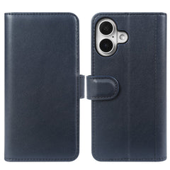 For iPhone 16 Case Genuine Split Leather Phone Cover with Wallet Stand