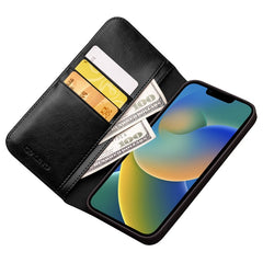 QIALINO For iPhone 14 Plus Full Protection Phone Flip Wallet Case Stand Drop-proof Genuine Leather Phone Cove - TechGearPal