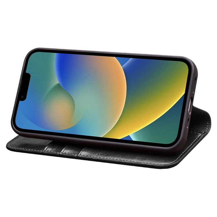 QIALINO For iPhone 14 Plus Full Protection Phone Flip Wallet Case Stand Drop-proof Genuine Leather Phone Cove - TechGearPal