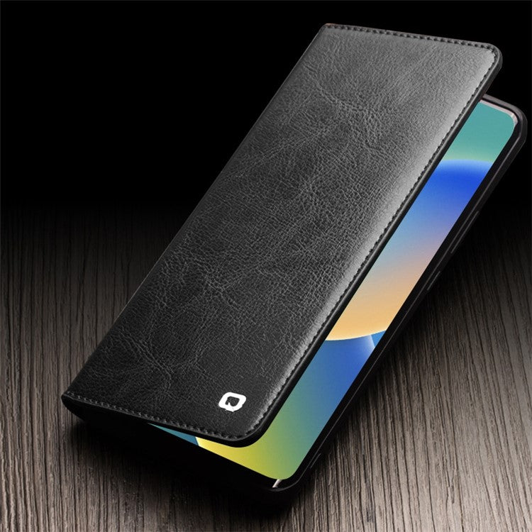QIALINO For iPhone 14 Plus Full Protection Phone Flip Wallet Case Stand Drop-proof Genuine Leather Phone Cove - TechGearPal