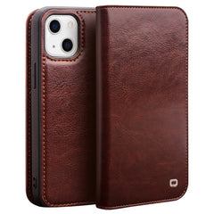 QIALINO For iPhone 14 Plus Full Protection Phone Flip Wallet Case Stand Drop-proof Genuine Leather Phone Cove - TechGearPal