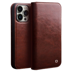 QIALINO For iPhone 14 Pro 6.1 inch Full Protection Phone Case Flip Wallet Cover Stand Shockproof Genuine Leather Phone Shell Card Holder - TechGearPal