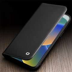 QIALINO For iPhone 14 Plus Classic 2nd-Series Shockproof Phone Case Flip Wallet Cover Stand Business Style Genuine Leather Phone Shel - TechGearPal