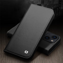 QIALINO For iPhone 14 Plus Classic 2nd-Series Shockproof Phone Case Flip Wallet Cover Stand Business Style Genuine Leather Phone Shel - TechGearPal