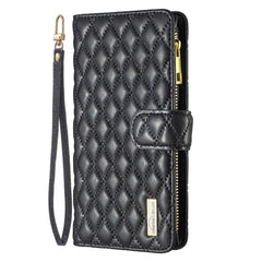 BINFEN COLOR BF Style-15 For iPhone 16 Pro Max Case Rhombus Imprint Leather Phone Cover