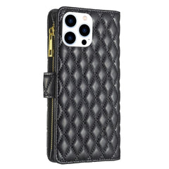 BINFEN COLOR BF Style-15 For iPhone 16 Pro Max Case Rhombus Imprint Leather Phone Cover