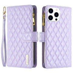 BINFEN COLOR BF Style-15 For iPhone 16 Pro Max Case Rhombus Imprint Leather Phone Cover