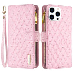 BINFEN COLOR BF Style-15 For iPhone 16 Pro Max Case Rhombus Imprint Leather Phone Cover