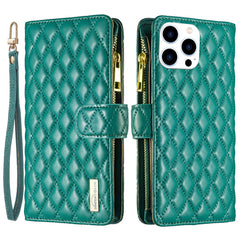 BINFEN COLOR BF Style-15 For iPhone 16 Pro Max Case Rhombus Imprint Leather Phone Cover