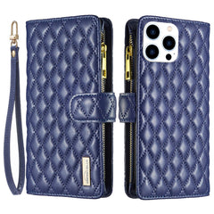 BINFEN COLOR BF Style-15 For iPhone 16 Pro Max Case Rhombus Imprint Leather Phone Cover