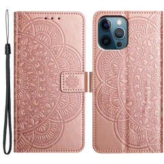 For iPhone 16 Pro Case PU Leather Stand Wallet Phone Cover Mandala Imprinted