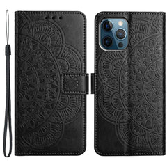 For iPhone 16 Pro Case PU Leather Stand Wallet Phone Cover Mandala Imprinted