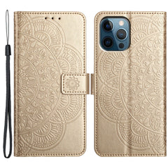 For iPhone 16 Pro Case PU Leather Stand Wallet Phone Cover Mandala Imprinted
